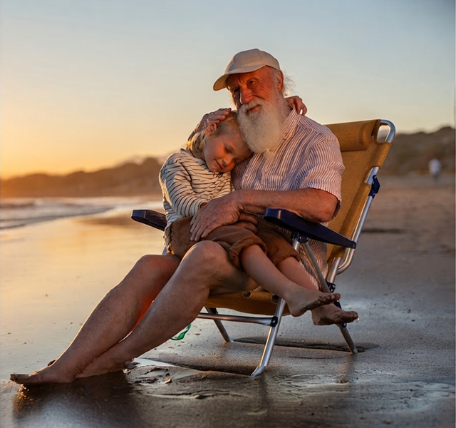 a grandfather with his granddaughter